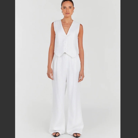 DISSH WHITE WIDE-LEG TROUSERS LINEN PANTS AU 6 / US 2 24 - Picture 11 of 11